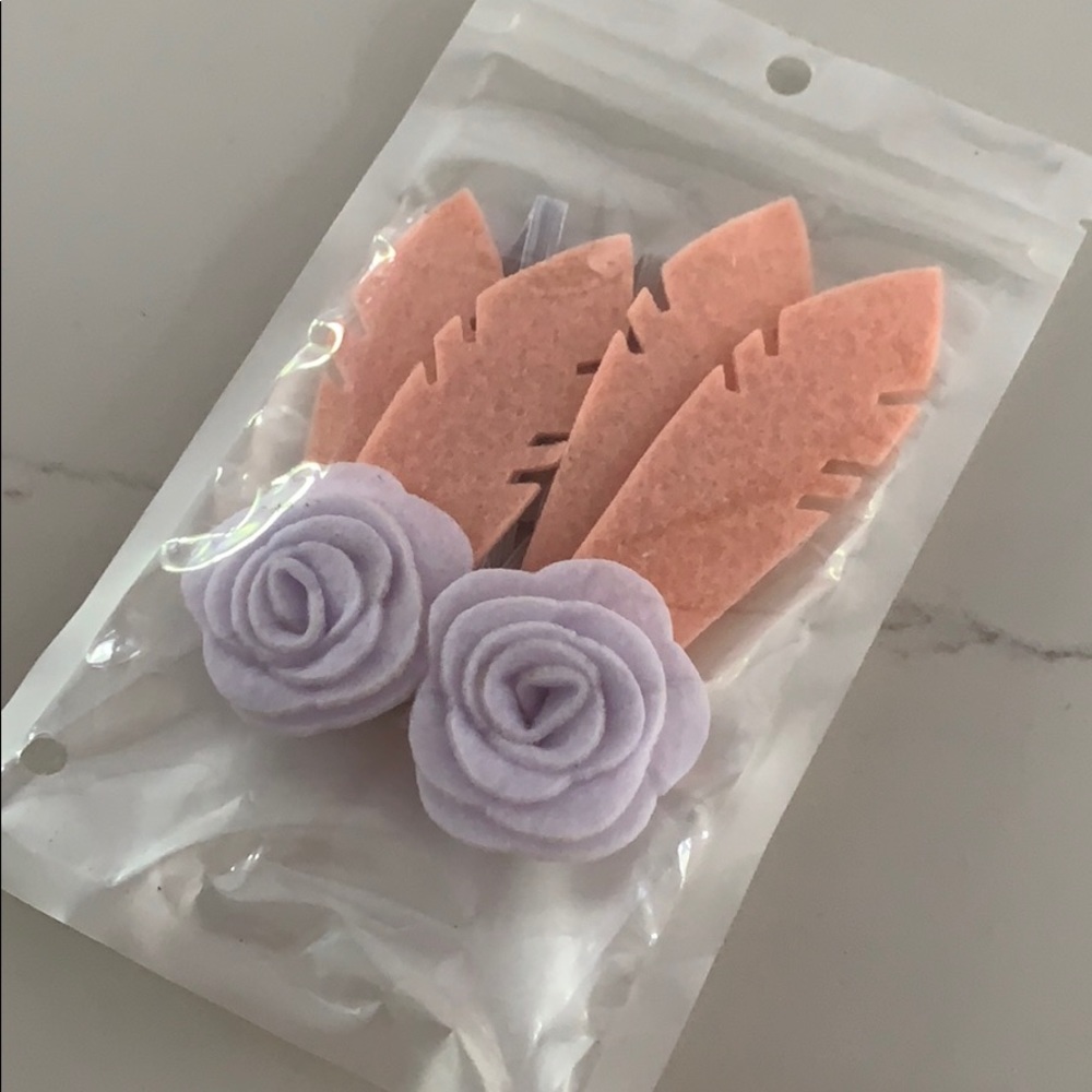 Adorable felt headbands (2) flower and feather